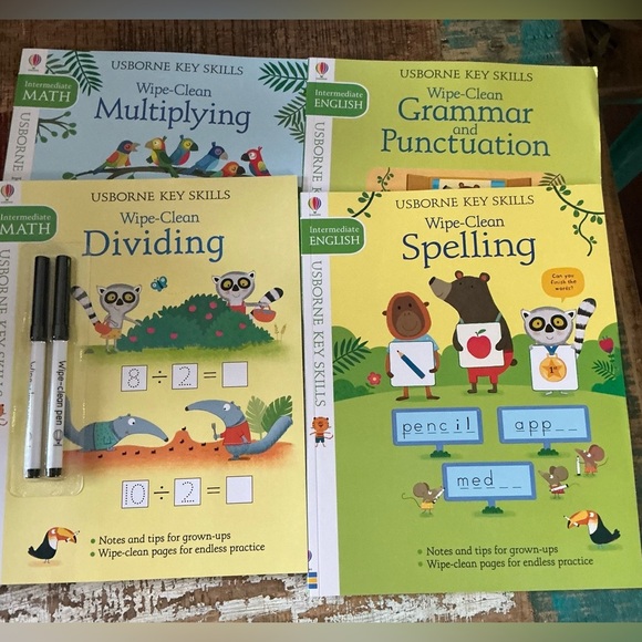 USBORNE 4 Intermediate Key Skills Write on, wipe off books, Brand New! - Picture 1 of 11